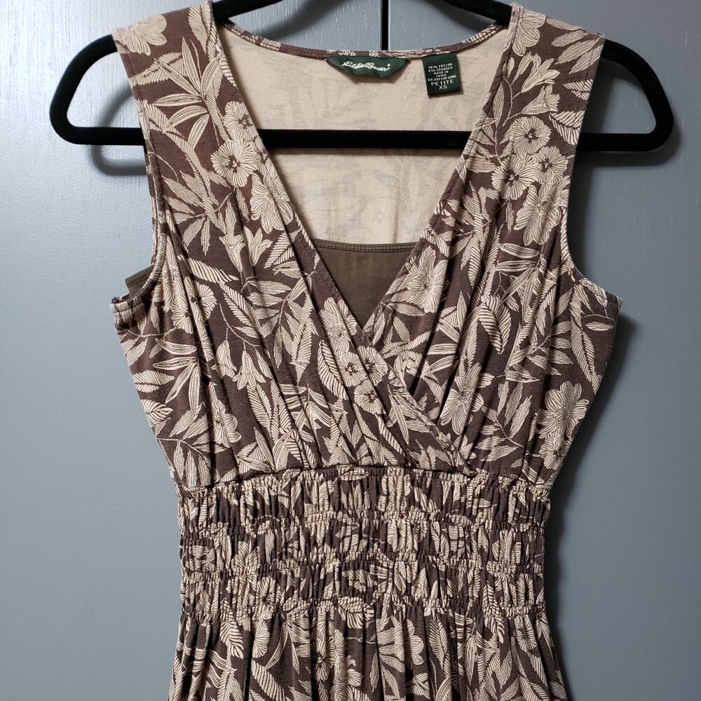💥$6 ADD-ON w/Bundle 💥VTG Eddie Bauer Petite Smocked Floral Tank Dress & Cami